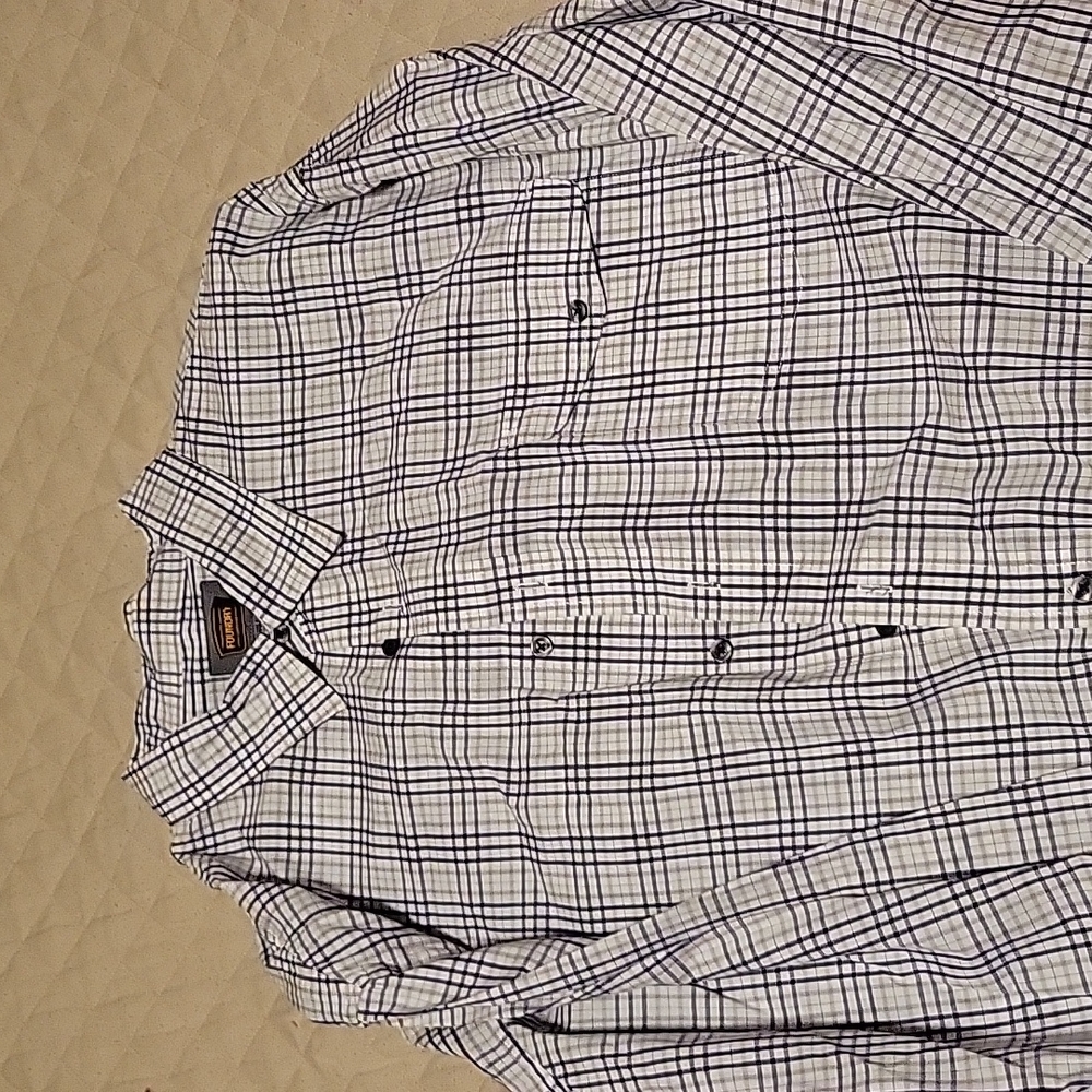 EUC Foundry Supply Co Dress Shirt White Black Grey Checkerboard 3XLT